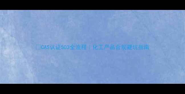 图片 🔥CAS认证503全流程｜化工产品合规避坑指南.jpg