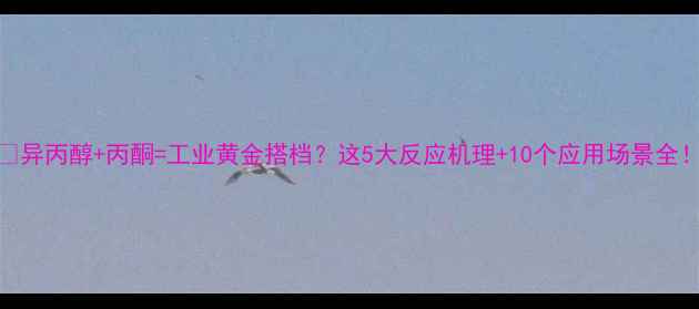 图片 🔥异丙醇+丙酮=工业黄金搭档？这5大反应机理+10个应用场景全！.jpg