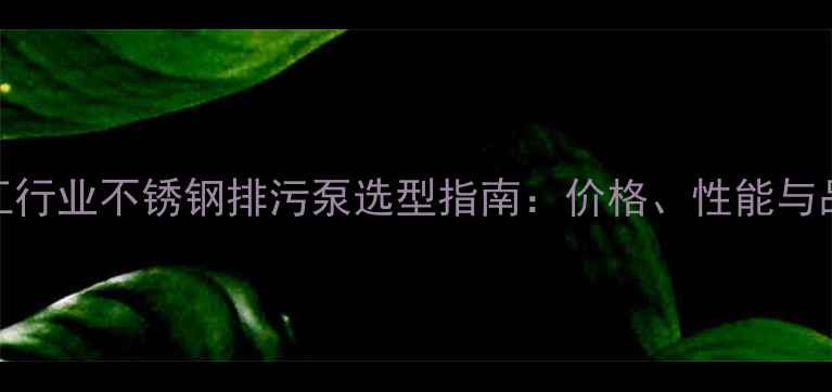 图片 🔧化工行业不锈钢排污泵选型指南：价格、性能与品牌全.jpg